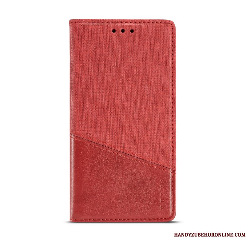 Hoesje Redmi Note 6 Pro Leer Roodtelefoon, Hoes Redmi Note 6 Pro Bescherming Mini Kaart