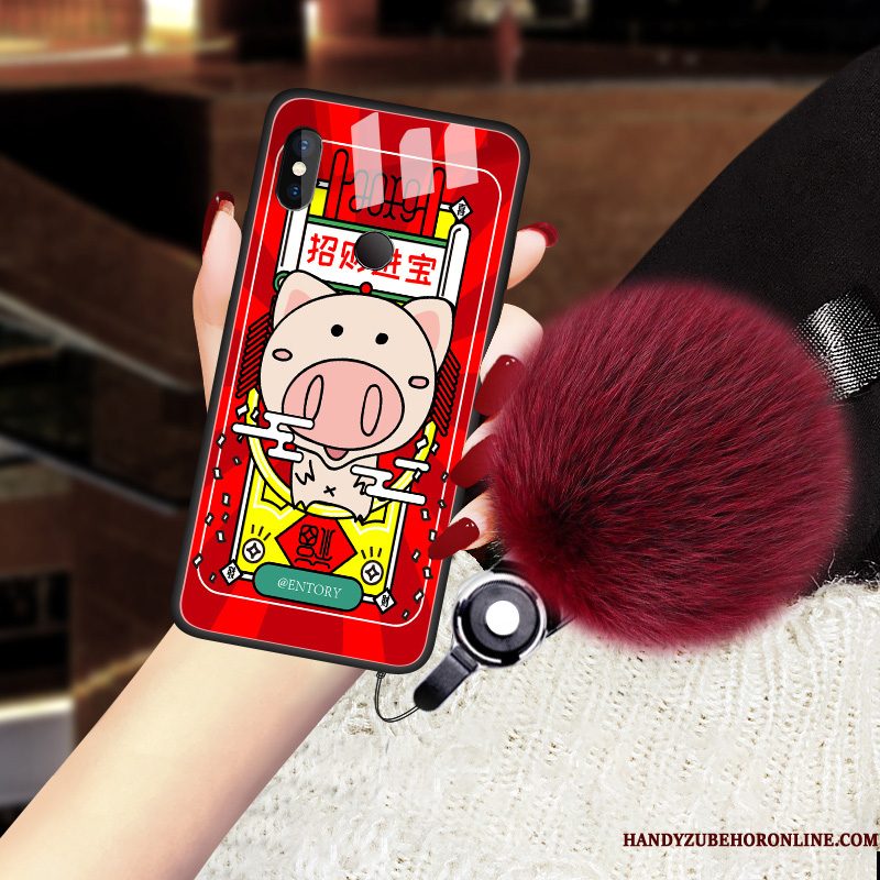 Hoesje Redmi Note 6 Pro Persoonlijk Glas, Hoes Redmi Note 6 Pro Telefoon Rood