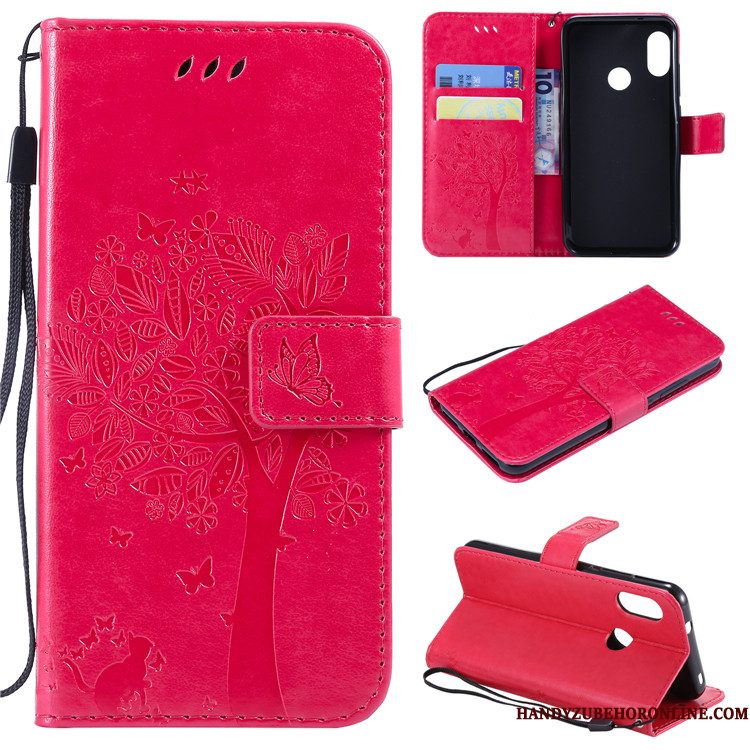 Hoesje Redmi Note 6 Pro Spotprent Telefoon Anti-fall, Hoes Redmi Note 6 Pro Folio Rood Mini