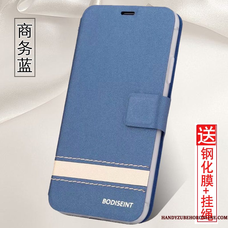 Hoesje Redmi Note 7 Folio Blauw Rood, Hoes Redmi Note 7 Zakken Anti-falltelefoon