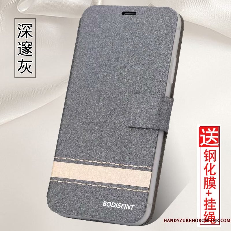 Hoesje Redmi Note 7 Folio Blauw Rood, Hoes Redmi Note 7 Zakken Anti-falltelefoon