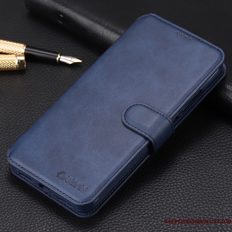Hoesje Redmi Note 7 Leer Zwart Elegante, Hoes Redmi Note 7 Zakken Minitelefoon