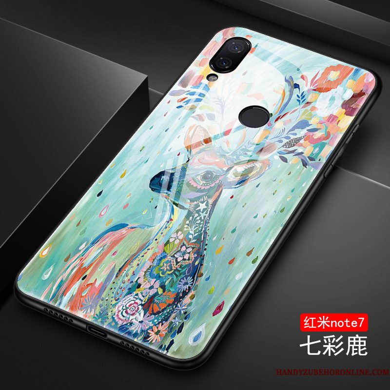 Hoesje Redmi Note 7 Scheppend Telefoon Persoonlijk, Hoes Redmi Note 7 Bescherming Net Red Blauw