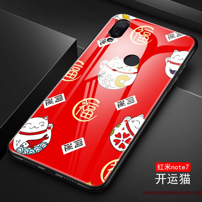 Hoesje Redmi Note 7 Scheppend Telefoon Persoonlijk, Hoes Redmi Note 7 Bescherming Net Red Blauw