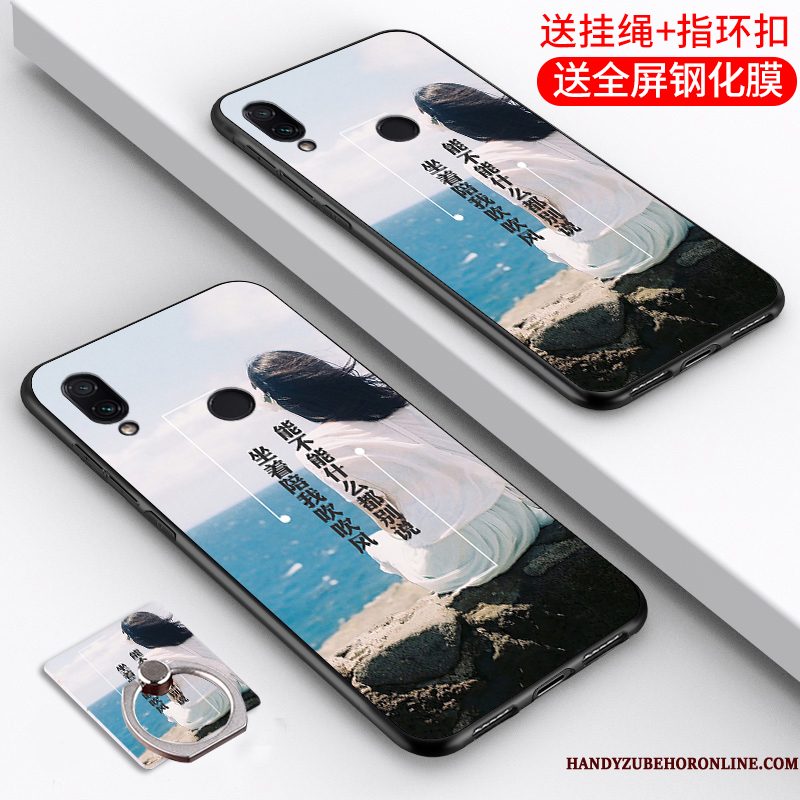 Hoesje Redmi Note 7 Scheppend Telefoon Rood, Hoes Redmi Note 7 Spotprent Anti-fall Schrobben