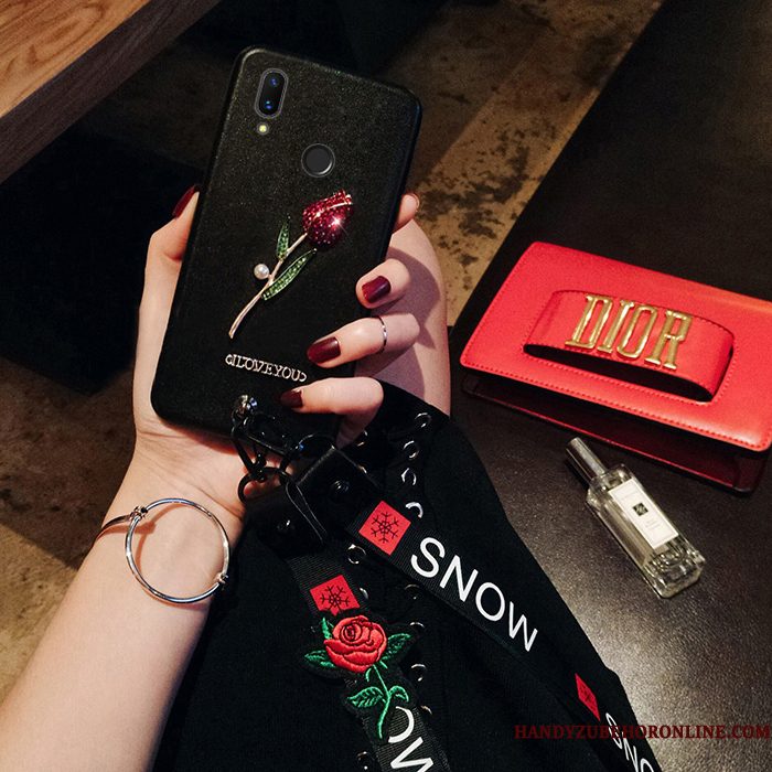 Hoesje Redmi Note 7 Siliconen Roodtelefoon, Hoes Redmi Note 7 Bescherming Hanger Roze