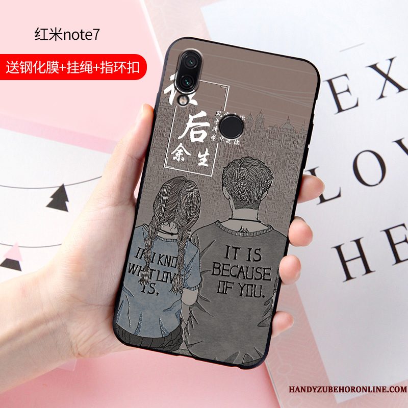 Hoesje Redmi Note 7 Zacht Anti-fall Trend, Hoes Redmi Note 7 Spotprent Schrobbentelefoon