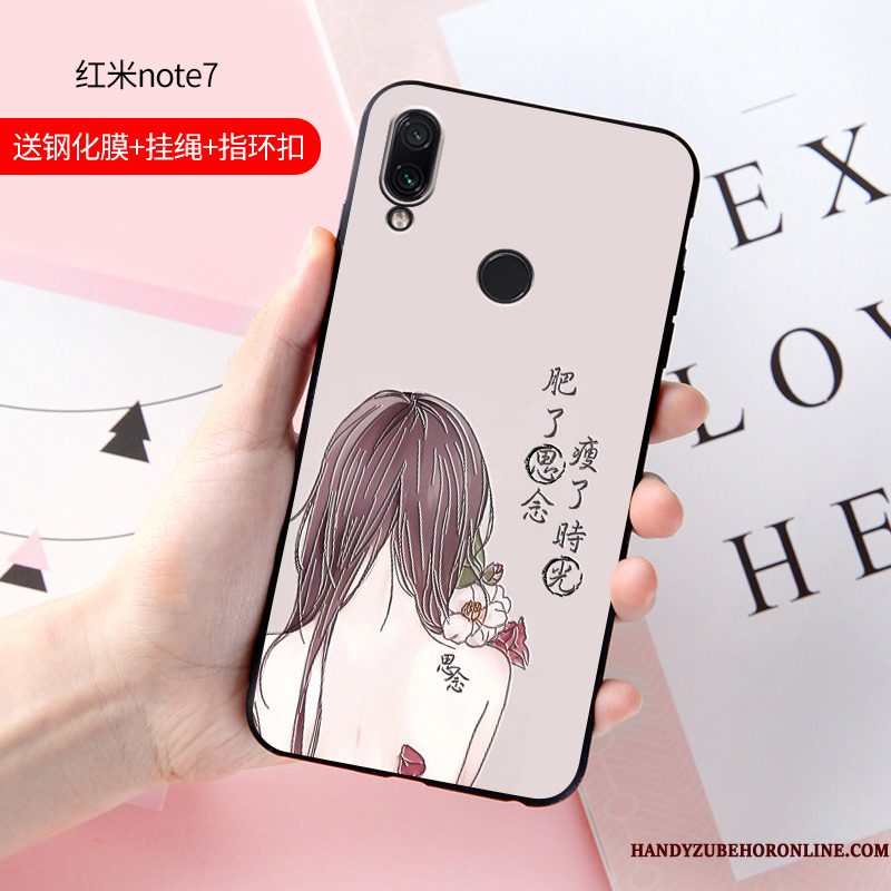 Hoesje Redmi Note 7 Zacht Anti-fall Trend, Hoes Redmi Note 7 Spotprent Schrobbentelefoon