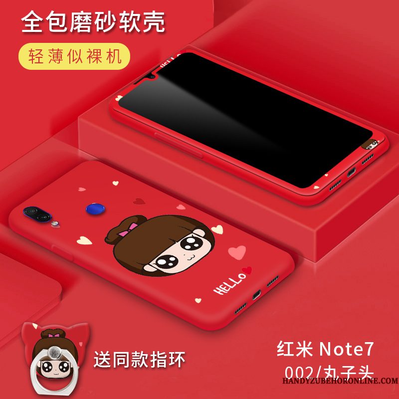 Hoesje Redmi Note 7 Zacht Anti-fall Wind, Hoes Redmi Note 7 Bescherming Rood Trend