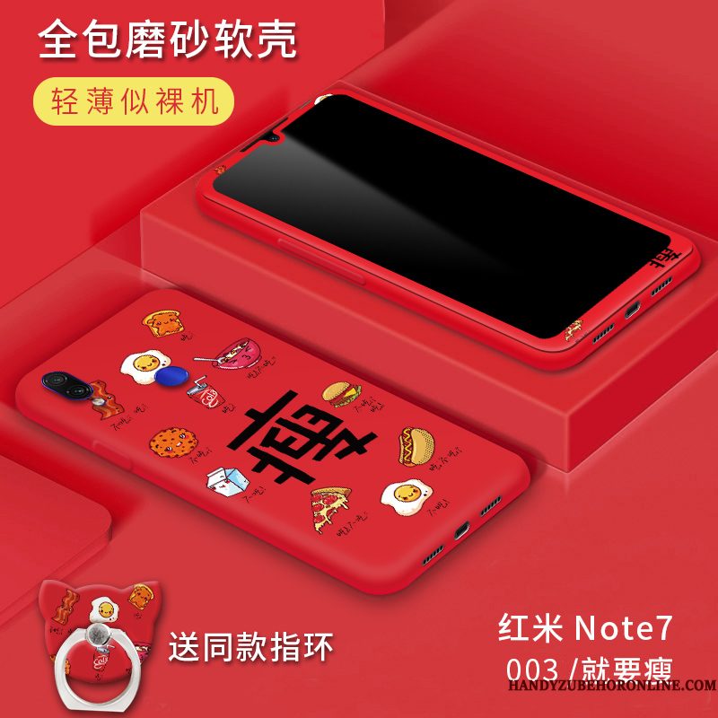 Hoesje Redmi Note 7 Zacht Anti-fall Wind, Hoes Redmi Note 7 Bescherming Rood Trend