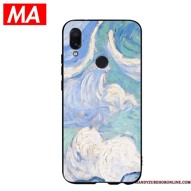 Hoesje Redmi Note 7 Zacht Blauw Hoge, Hoes Redmi Note 7 Siliconen Abstracttelefoon