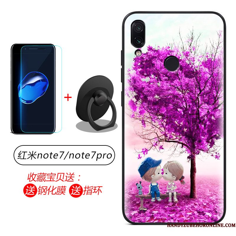 Hoesje Redmi Note 7 Zacht Telefoon Rood, Hoes Redmi Note 7 Bescherming Blauw Schrobben