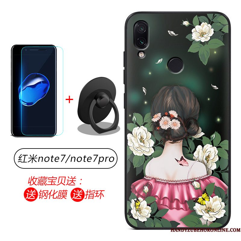 Hoesje Redmi Note 7 Zacht Telefoon Rood, Hoes Redmi Note 7 Bescherming Blauw Schrobben