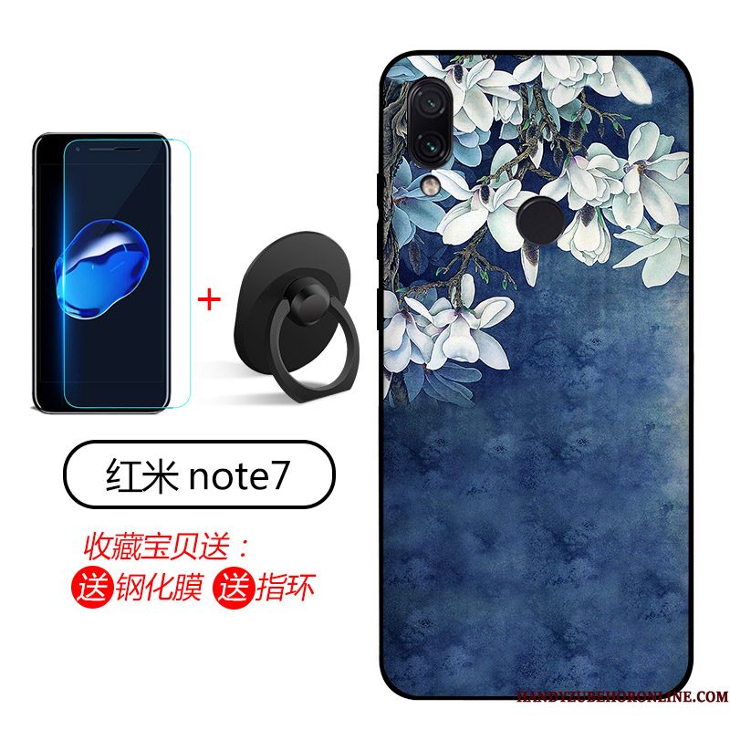 Hoesje Redmi Note 7 Zacht Telefoon Rood, Hoes Redmi Note 7 Bescherming Blauw Schrobben