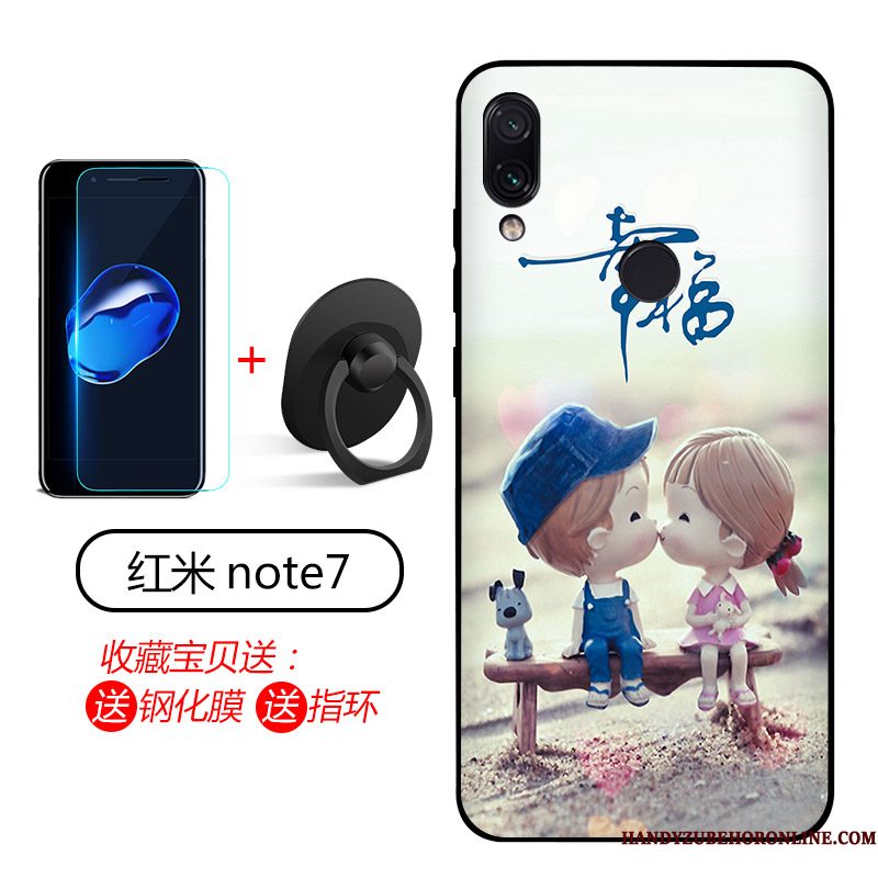 Hoesje Redmi Note 7 Zacht Telefoon Rood, Hoes Redmi Note 7 Bescherming Blauw Schrobben