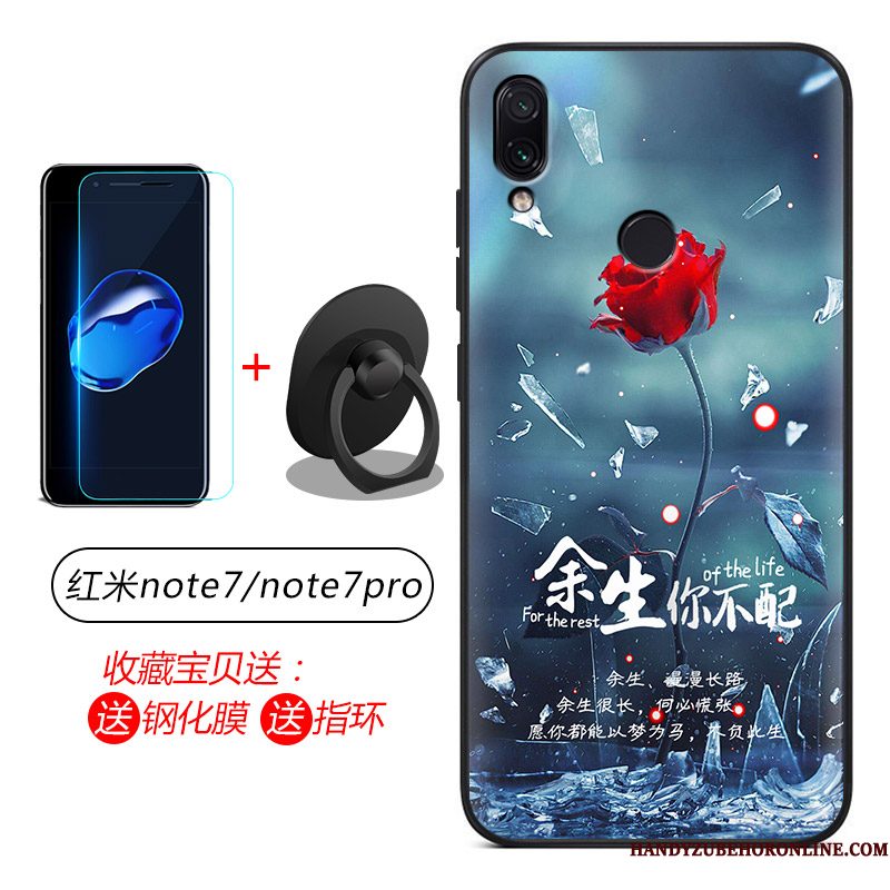 Hoesje Redmi Note 7 Zacht Telefoon Rood, Hoes Redmi Note 7 Bescherming Blauw Schrobben