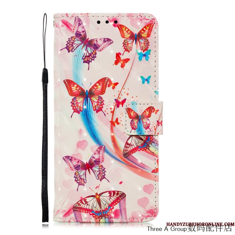 Hoesje Redmi Note 8 Pro Leer Vlindertelefoon, Hoes Redmi Note 8 Pro Folio Kaart Mooie