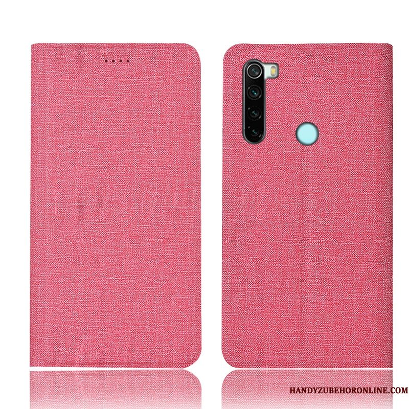 Hoesje Redmi Note 8 Pro Zakken Rood Katoen En Linnen, Hoes Redmi Note 8 Pro Leer Telefoon Mini