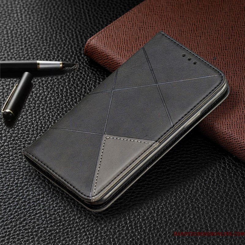 Hoesje Redmi Note 8t Leer Eenvoudige Trend, Hoes Redmi Note 8t Zakken Grijstelefoon