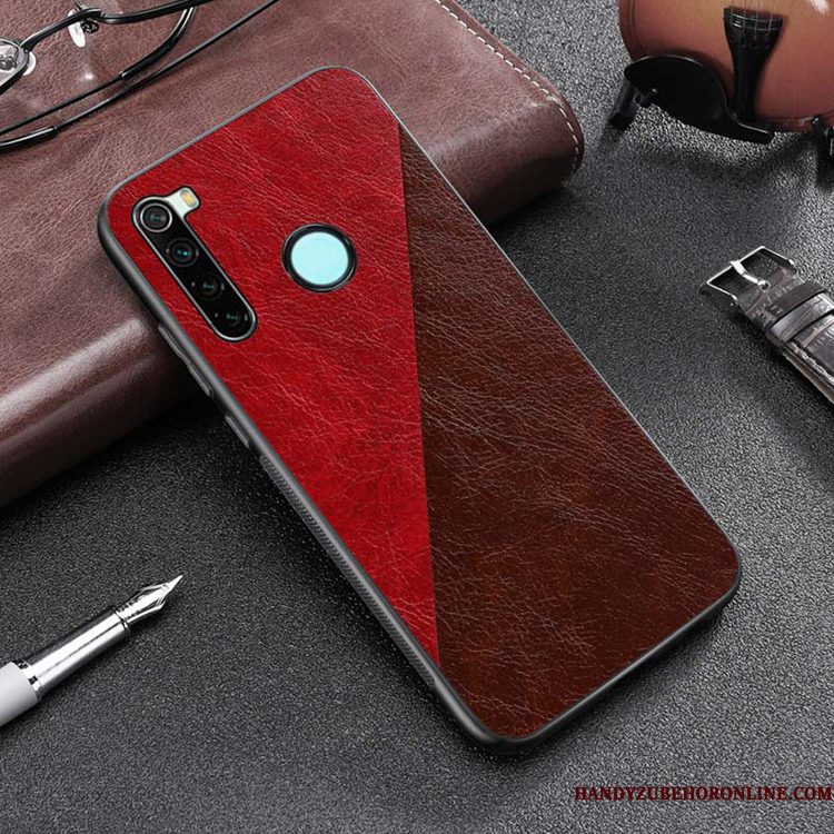 Hoesje Redmi Note 8t Leer Rood Anti-fall, Hoes Redmi Note 8t Zacht Zwart Persoonlijk