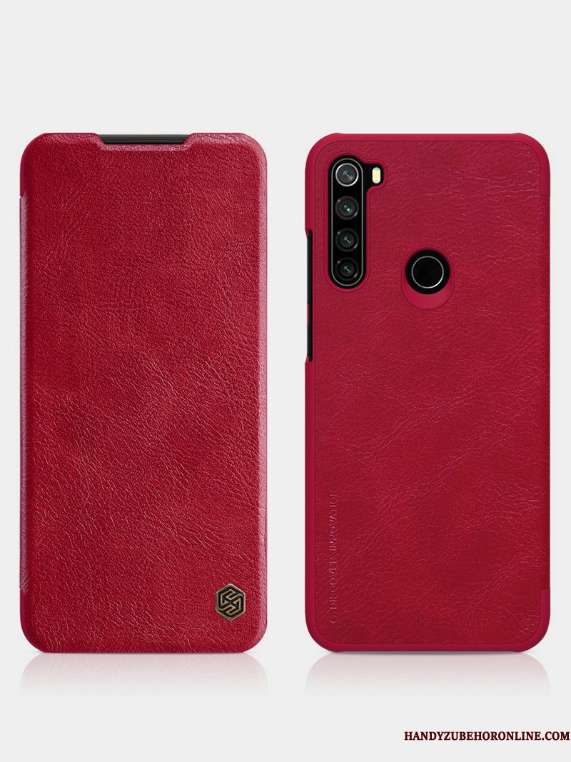 Hoesje Redmi Note 8t Leer Roodtelefoon, Hoes Redmi Note 8t Folio Goud Zwart