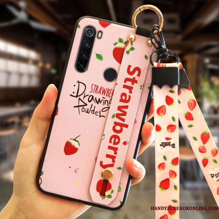 Hoesje Redmi Note 8t Zakken Anti-fall Perzik Bloesem, Hoes Redmi Note 8t Siliconen Roodtelefoon