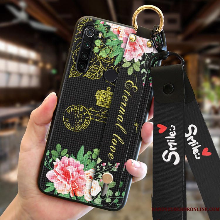 Hoesje Redmi Note 8t Zakken Anti-fall Perzik Bloesem, Hoes Redmi Note 8t Siliconen Roodtelefoon