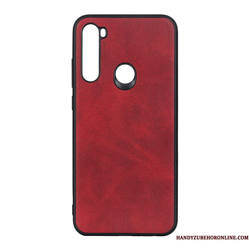 Hoesje Redmi Note 8t Zakken Wijnrood Rood, Hoes Redmi Note 8t Leer Hardtelefoon