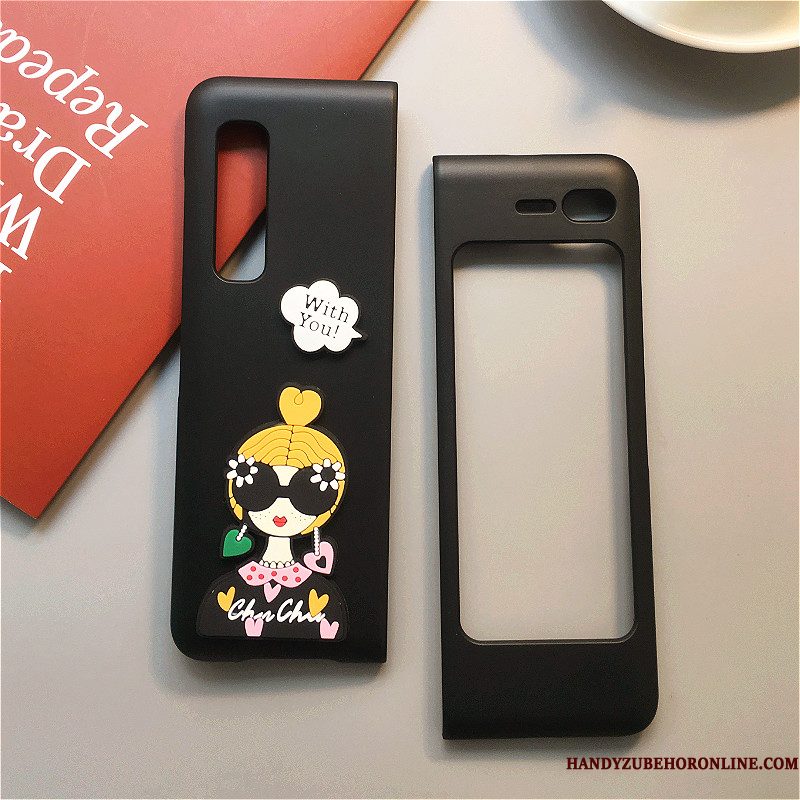 Hoesje Samsung Fold Zakken Rood Vouw, Hoes Samsung Fold Spotprent Schrobben Anti-fall