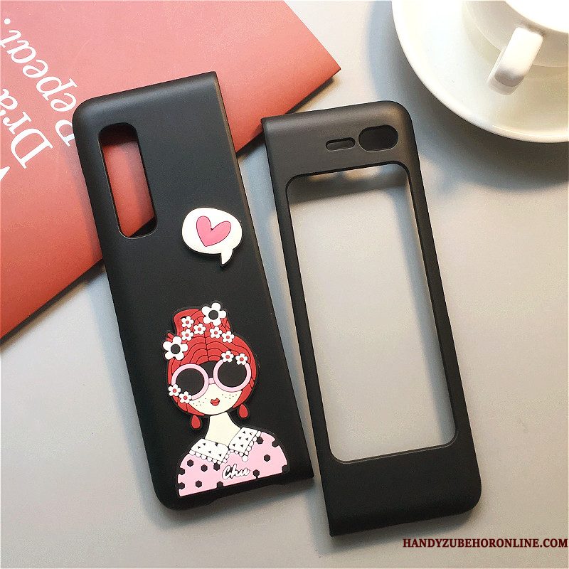 Hoesje Samsung Fold Zakken Rood Vouw, Hoes Samsung Fold Spotprent Schrobben Anti-fall