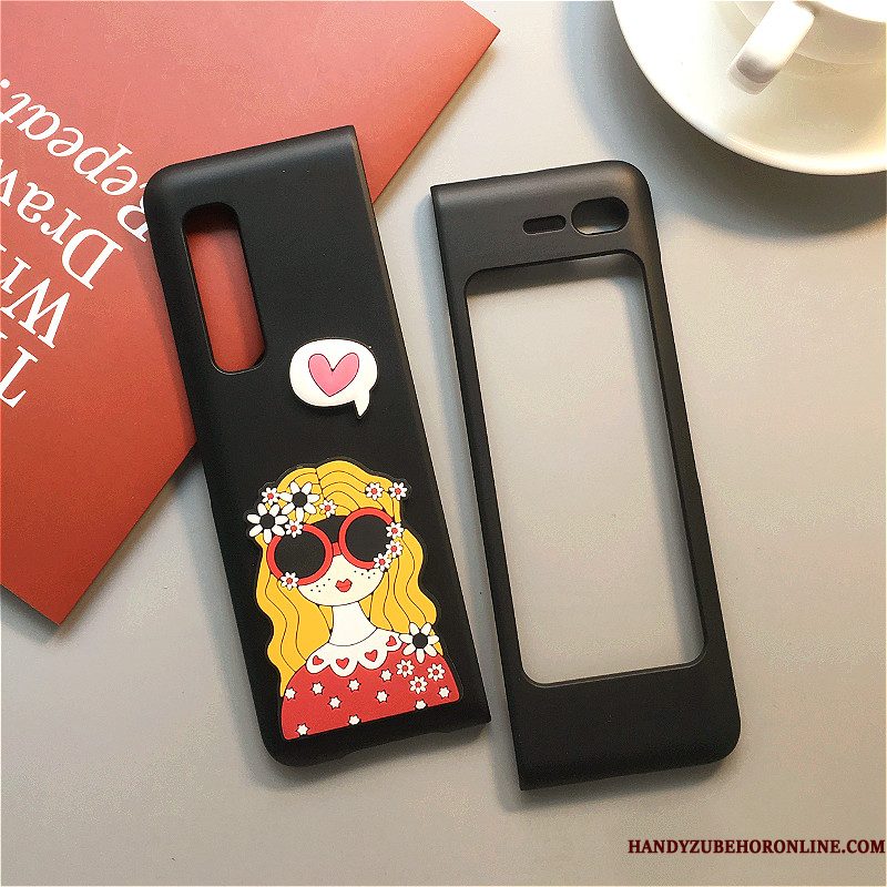 Hoesje Samsung Fold Zakken Rood Vouw, Hoes Samsung Fold Spotprent Schrobben Anti-fall