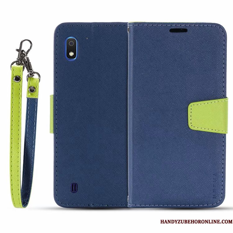 Hoesje Samsung Galaxy A10 Leer Telefoon Canvas, Hoes Samsung Galaxy A10 Folio Zwart Anti-fall