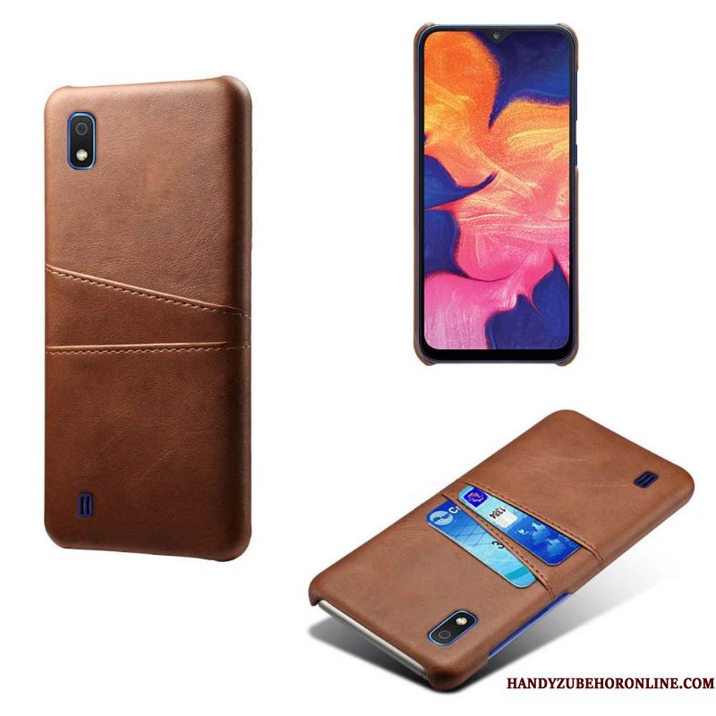 Hoesje Samsung Galaxy A10 Leer Telefoon Rood, Hoes Samsung Galaxy A10 Bescherming Kaart Nieuw