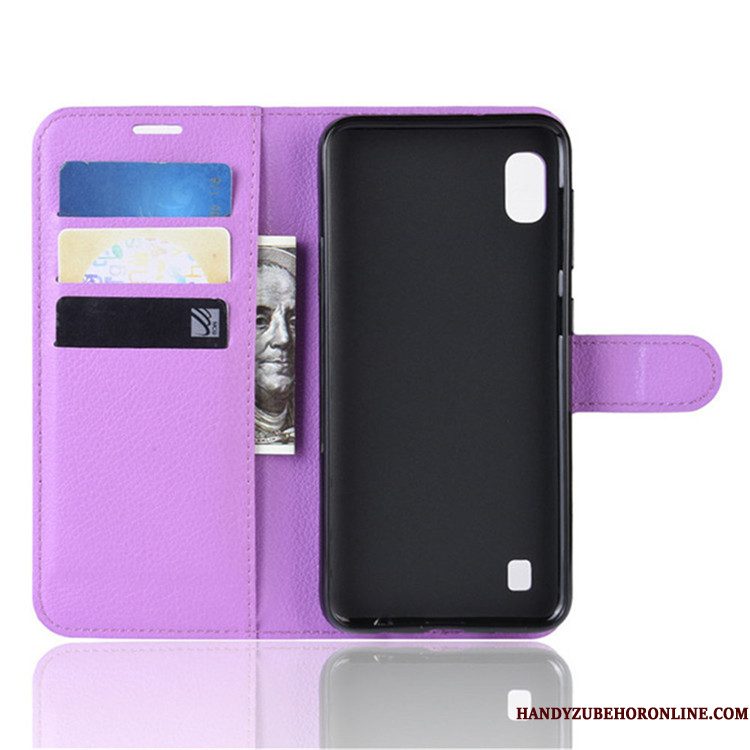 Hoesje Samsung Galaxy A10 Portemonnee Zwart, Hoes Samsung Galaxy A10 Leer