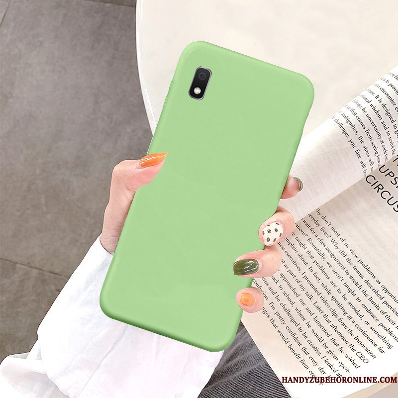 Hoesje Samsung Galaxy A10 Siliconen Trendy Merk Groen, Hoes Samsung Galaxy A10 Zacht Effen Kleurtelefoon