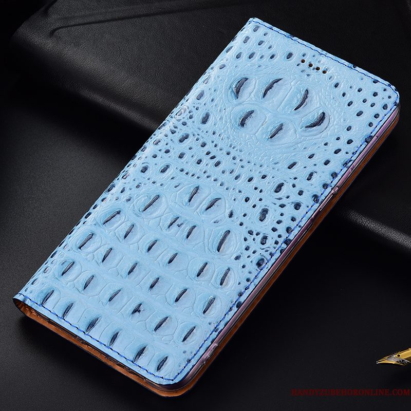 Hoesje Samsung Galaxy A20s Folio Blauwtelefoon, Hoes Samsung Galaxy A20s Leer Patroon Krokodil