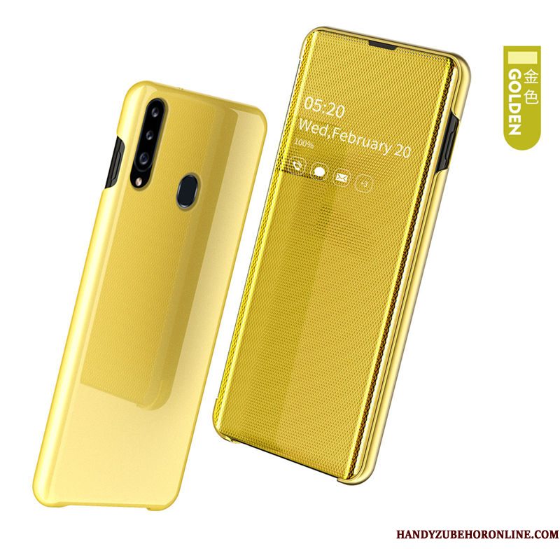 Hoesje Samsung Galaxy A20s Ondersteuning Spiegeltelefoon, Hoes Samsung Galaxy A20s Bescherming Groen