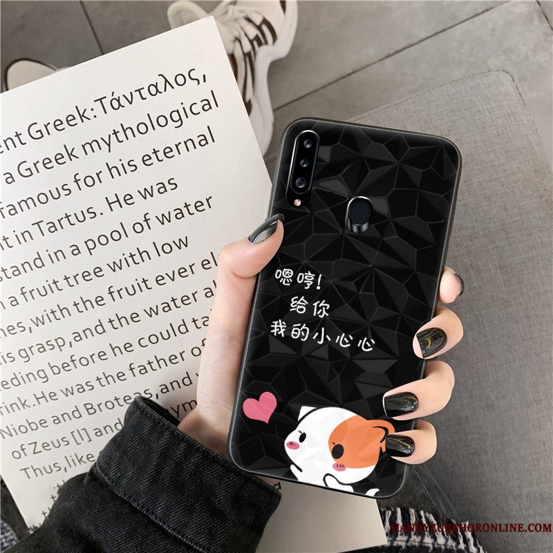 Hoesje Samsung Galaxy A20s Scheppend Lovers Wit, Hoes Samsung Galaxy A20s Siliconen Telefoon Trend