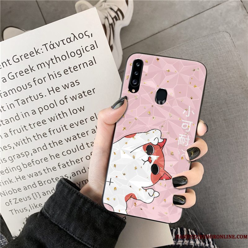 Hoesje Samsung Galaxy A20s Scheppend Lovers Wit, Hoes Samsung Galaxy A20s Siliconen Telefoon Trend