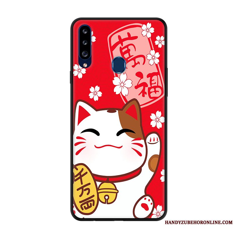 Hoesje Samsung Galaxy A20s Spotprent Anti-fall Rood, Hoes Samsung Galaxy A20s Bescherming Telefoon