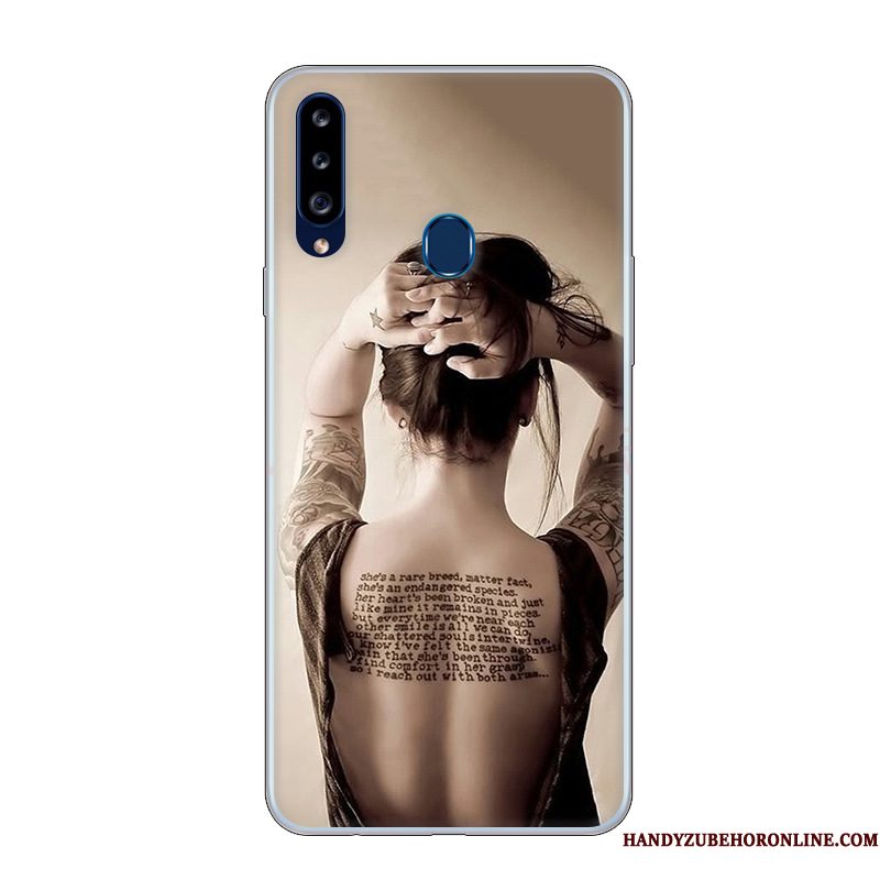 Hoesje Samsung Galaxy A20s Spotprent Anti-falltelefoon, Hoes Samsung Galaxy A20s Bescherming Pas Wit