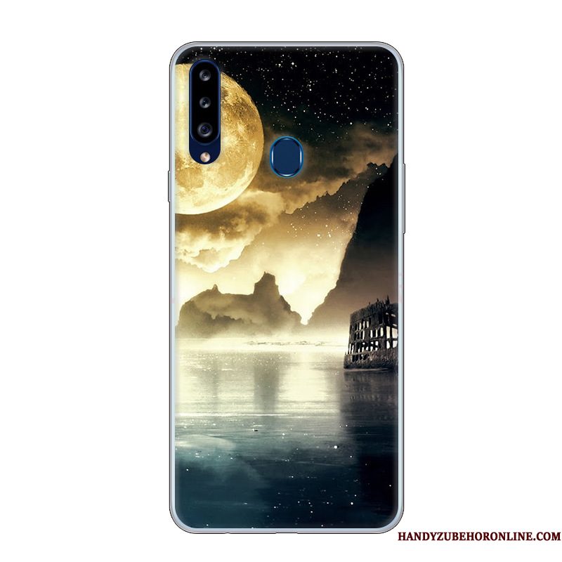 Hoesje Samsung Galaxy A20s Spotprent Anti-falltelefoon, Hoes Samsung Galaxy A20s Bescherming Pas Wit