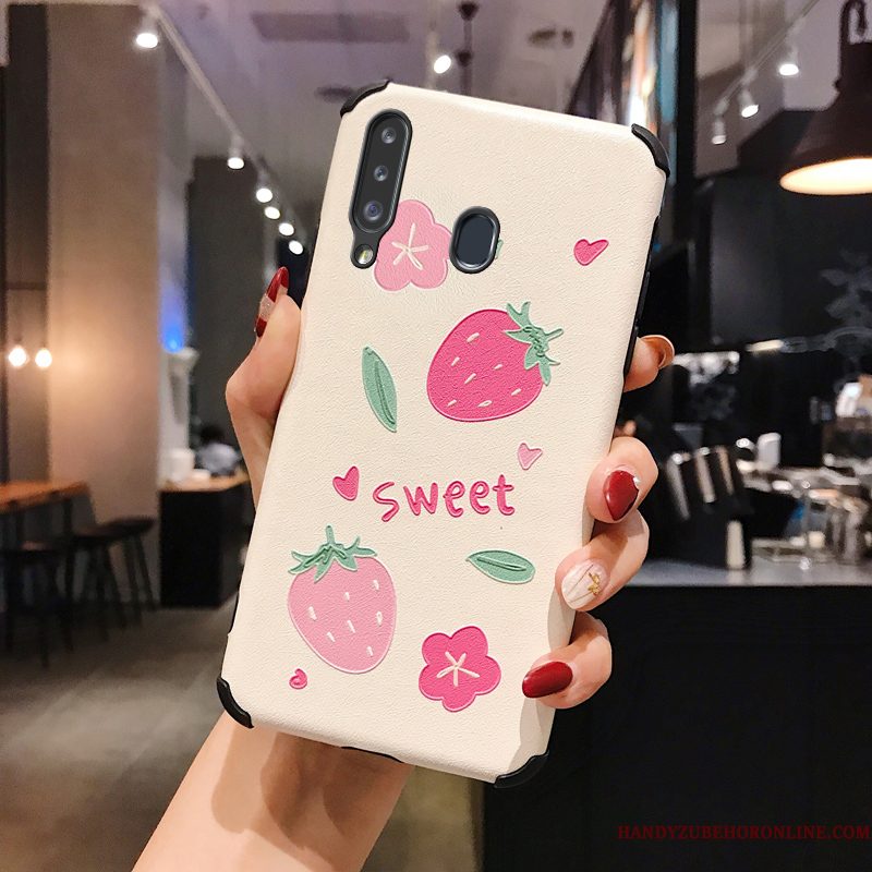 Hoesje Samsung Galaxy A20s Zacht Telefoon Trend, Hoes Samsung Galaxy A20s Bescherming Net Red Roze