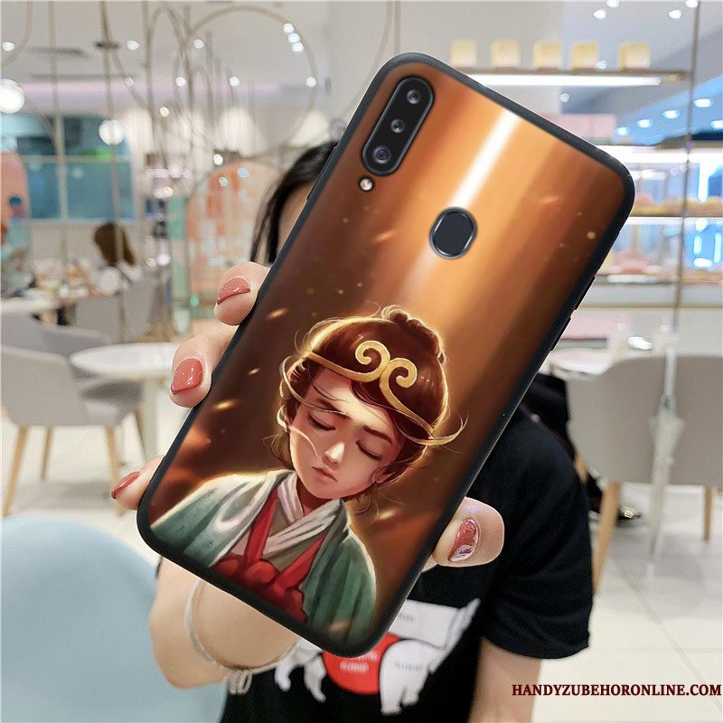 Hoesje Samsung Galaxy A20s Zakken Purper Lovers, Hoes Samsung Galaxy A20s Mode Anti-fall Chinese Stijl