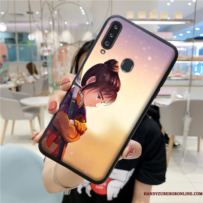 Hoesje Samsung Galaxy A20s Zakken Purper Lovers, Hoes Samsung Galaxy A20s Mode Anti-fall Chinese Stijl