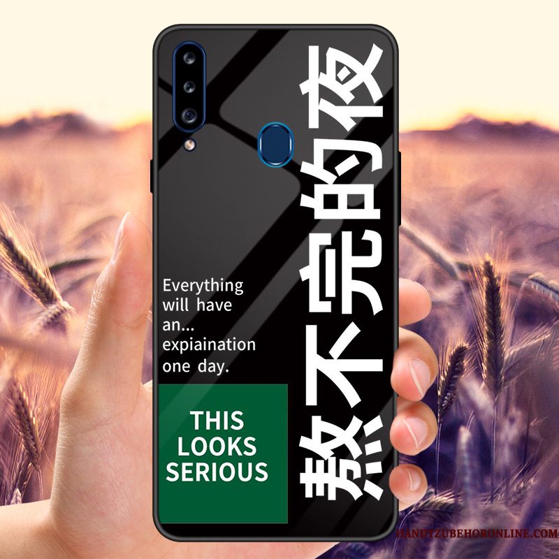 Hoesje Samsung Galaxy A20s Zakken Spiegel Anti-fall, Hoes Samsung Galaxy A20s Ster Gehard Glas