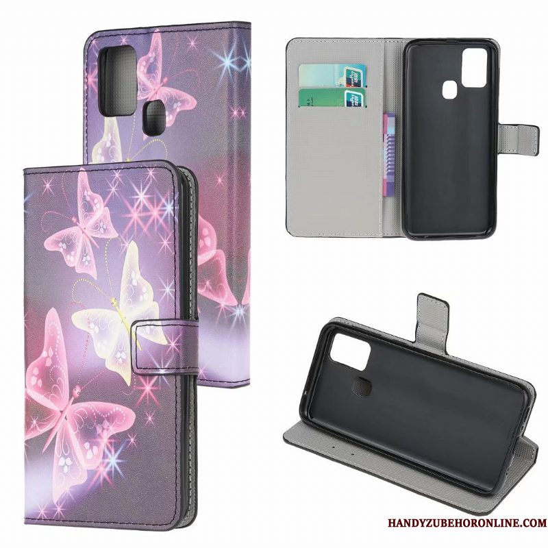 Hoesje Samsung Galaxy A21s Leer Telefoon Wit, Hoes Samsung Galaxy A21s Folio