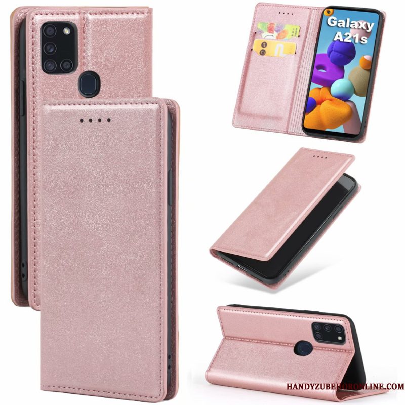 Hoesje Samsung Galaxy A21s Zakken Klittenband Rood, Hoes Samsung Galaxy A21s Leer Anti-falltelefoon