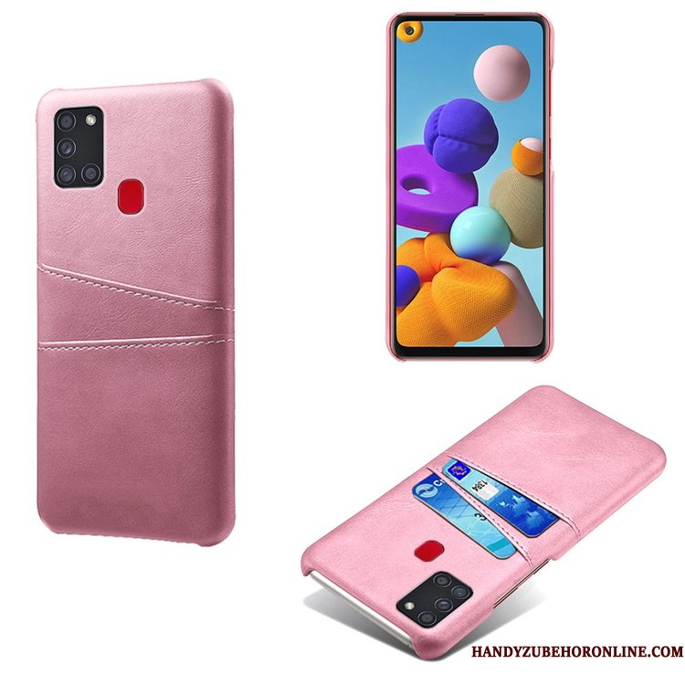 Hoesje Samsung Galaxy A21s Zakken Patroon Anti-fall, Hoes Samsung Galaxy A21s Leer Koe Geel