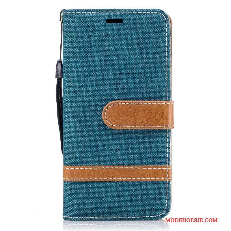 Hoesje Samsung Galaxy A3 2016 Leer Denim Rood, Hoes Samsung Galaxy A3 2016 Portemonnee